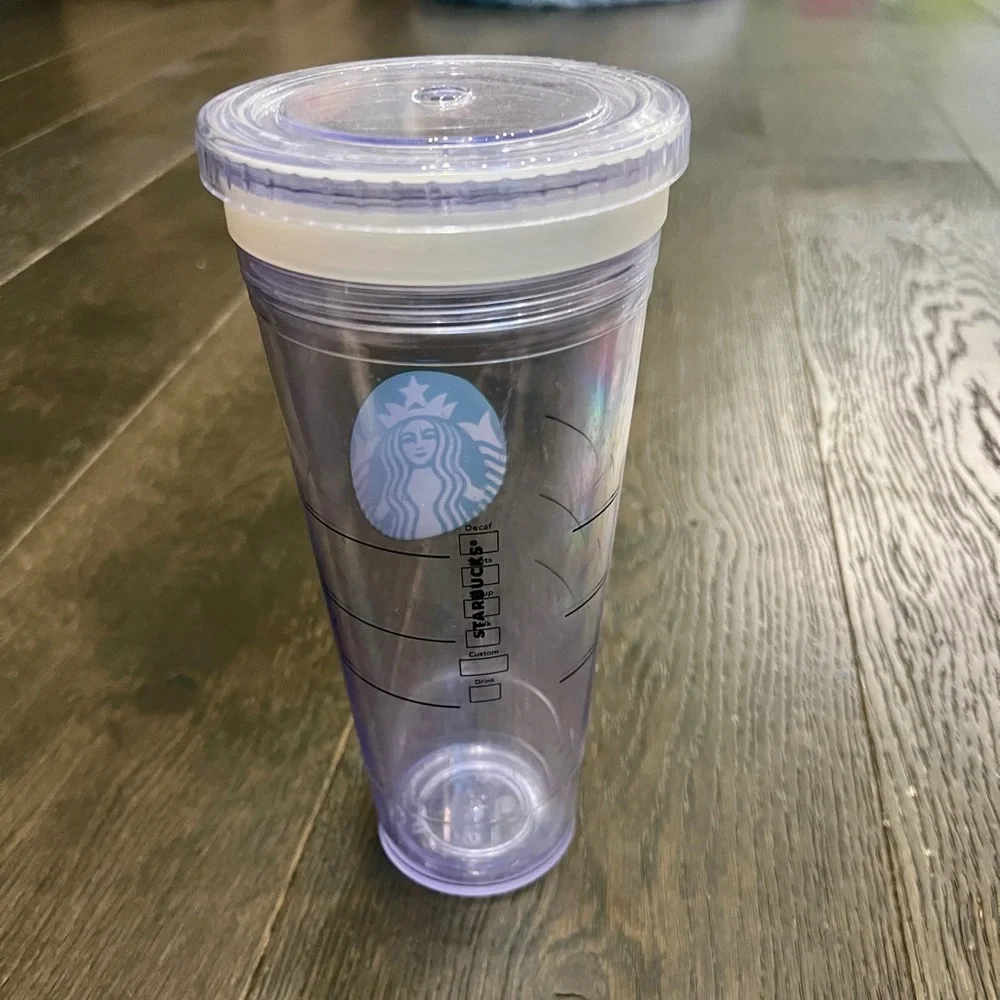 Starbucks Venti 24ox Clear Double Walled Reusable Cold Cup Tumbler with Lid‎
